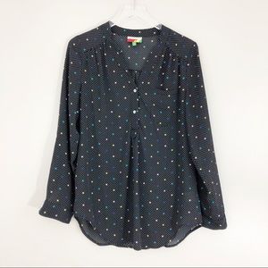 Fervour | Black Multicolored Polka Dot Blouse